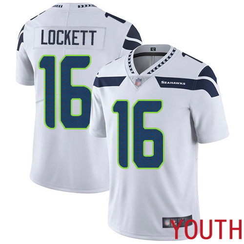 Seattle Seahawks Limited White Youth Tyler Lockett Road Jersey NFL Football #16 Vapor Untouchable->youth nfl jersey->Youth Jersey